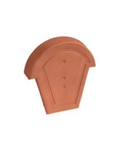 Fronton pour faîtière demi ronde à recouvrement universelle terre cuite rouge - long. 32,5 cm x larg. 31 cm