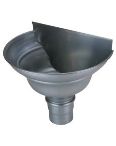Cuvette 1/2r face moulurée - zinc naturel d. 100 sd