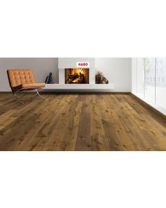 Parquet chêne fumé sauvage brun Haro planche large 4V 13,5x180 - Haro