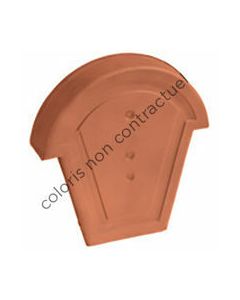 Fronton pour faîtière demi ronde à recouvrement universelle terre cuite ardoisé - long. 32,5 cm x larg. 31 cm