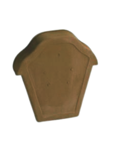 Fronton pour faîtière ondulée à emboîtement universelle terre cuite vieilli masse - long. 30 cm x larg. 30 cm