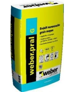 Enduit WeberPral  monocouche lourd couleur G015 Pierre clair - sac de 25 KG