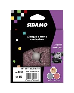 BLISTER DE 5 DISQUES FIBRE DI D.125 AL.22 GR 80