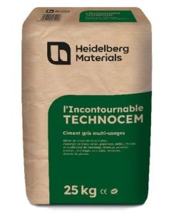 Ciment gris multi-usages Technocem - CEMII/B-L 32,5R - Sac de 35KG